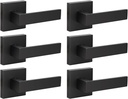 KNOBWELL 6 Pack Heavy Duty Dummy Door Handle Door Leversets, Dummy Lever, Single Sided Handle for Both Right/Left Handed Doors, Matte Black Finish 0.93 lb One Lever (Only One Side Use)