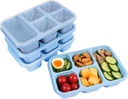 Bento box, 4 snack containers with 5 compartments, reusable meal preparation containers, lightweight lunch containers for children and adults, Stackable, Work, and Travel(Wheat(Blue))