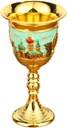 Vintage Medieval Goblet Metal Wine Cup Handcraft Wine Desktop Decoration Pattern Drinking Glass for Bar Home Decor, light green