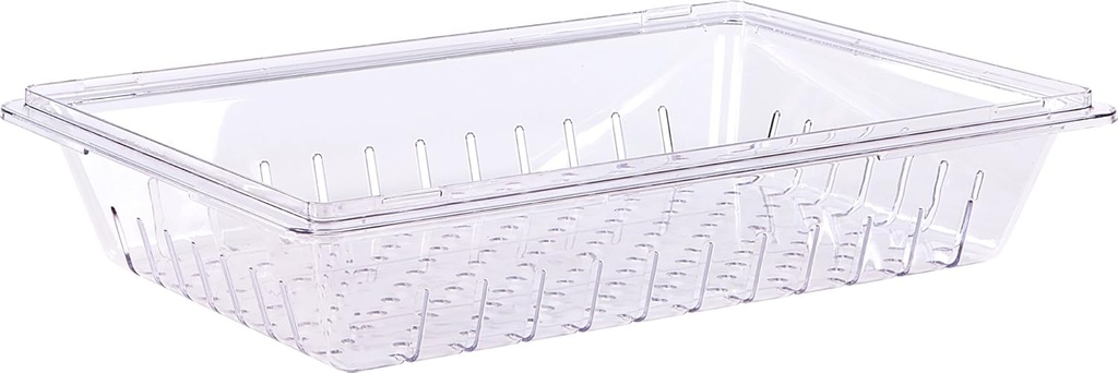 Carlisle FoodService Products Storplus Food Storage Container Colander with Stackable Design for Catering, Buffets, Restaurants, Polycarbonate (Pc), 26 x 18 Inches, Clear
