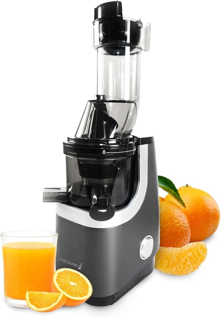 slow juicier, masticating juicer machine, easy to clean, frozen treat attachment, 200-watt cold press juice extractor, wide 3” chute for whole fruits and vegetables
