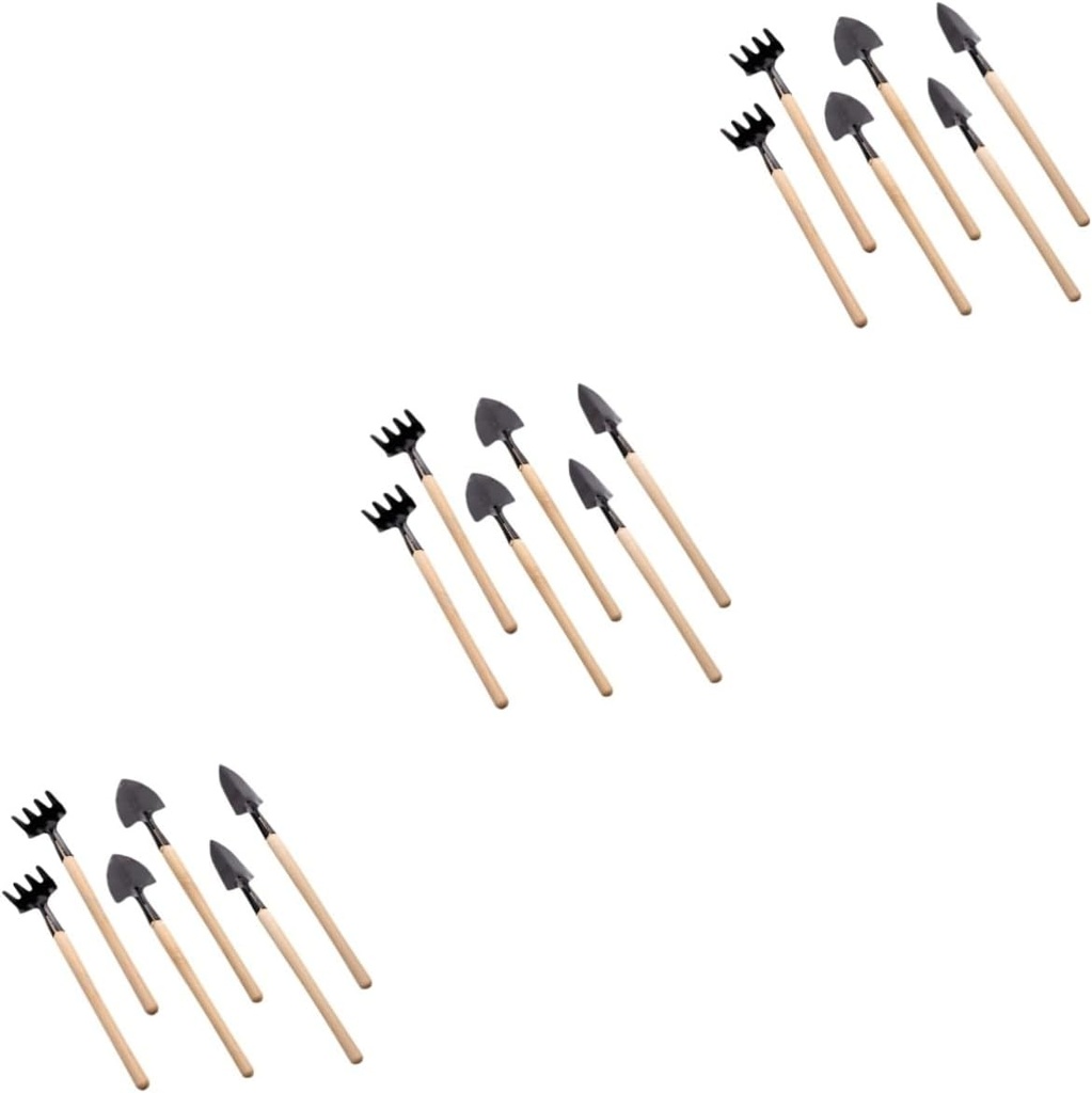 BESPORTBLE 6sets Mini Gardening Tools of Hand Rake Shovel Trowel Smooth Handles for Boys and Girls for Planting Flowers Vegetables and Transplanting