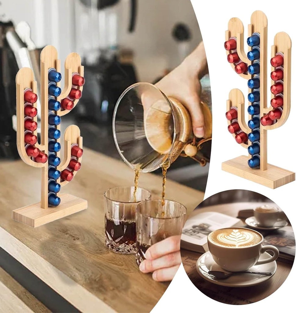 New Cactus Clever Design Coffee Pod Holder Coffee Pods Storage Organizer Stand K Cup Carousel Easy storage Organizer Comfortable Home decoration (A)