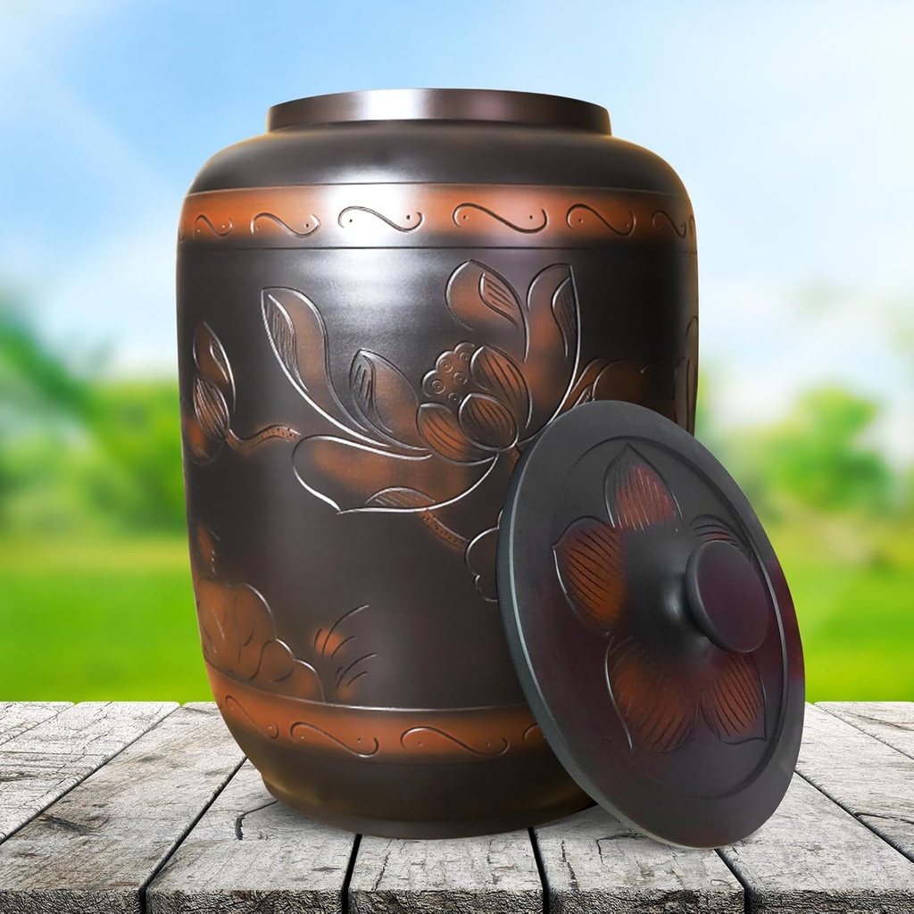 Rice Dispenser 33 Lbs, Ceramic Rice Storage Container with Airtight Lid, Ceramics Rice Jar Large Grain Dispenser, Kitchen & Pantry Organization for Rice, Soybeans, Corn, Oatmeal,Coffee Beans