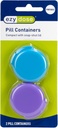EZY DOSE Daily Round, Compact, Small, Disrcrete, Portable On-The-Go Pocket Pharmacy, Pill Box, Organizer and Vitamin Containers, Snap Shut Lids, Travel Friendly, Colors May Vary, 2 Pack, BPA Free
