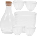 LIFKOME 1Set Japanese Style Sake Pot Transparent Storage Sake Dispenser with Hand Painted Glass Cups Drinkware for Home Restaurant Use Elegant and Design