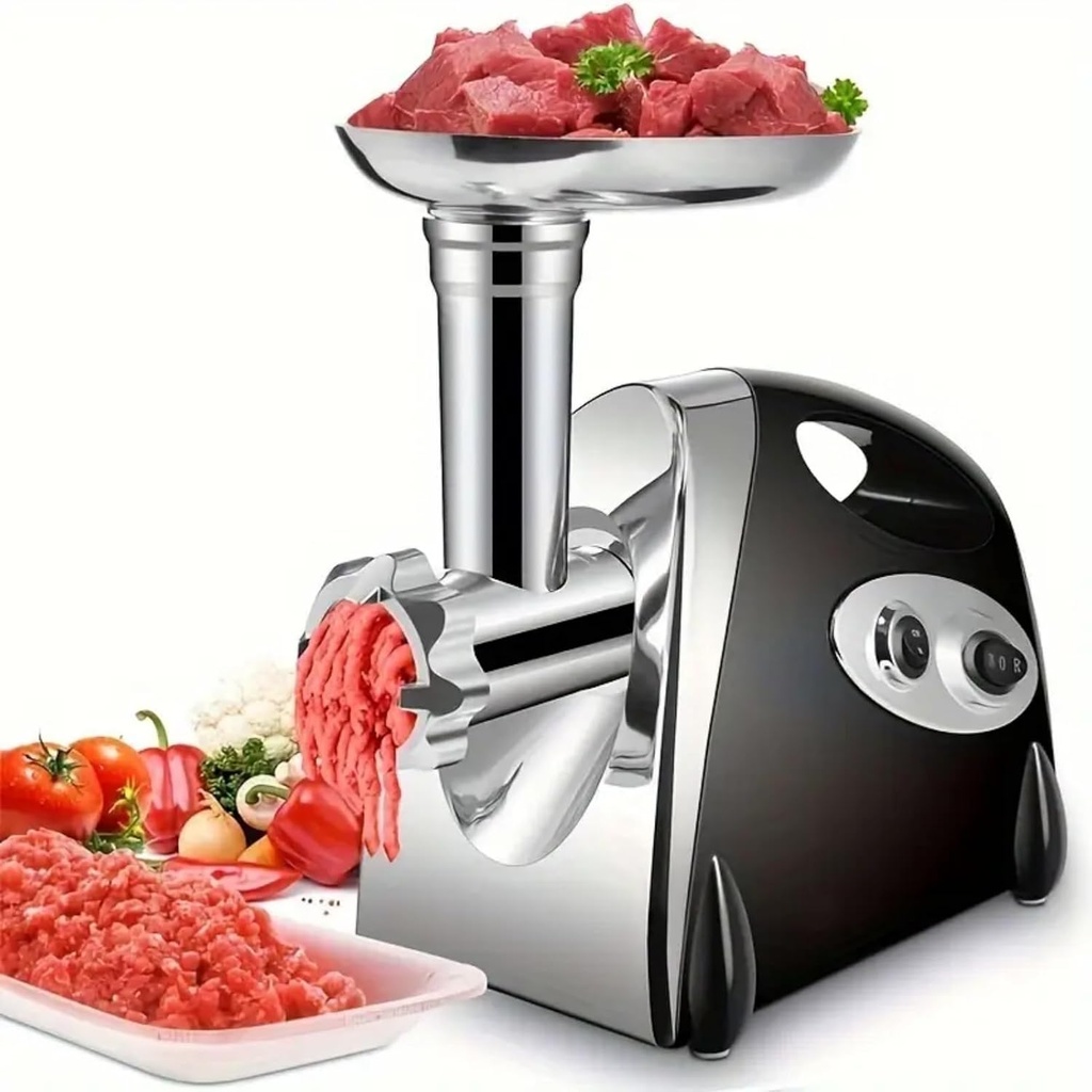 Electric Meat Grinder, 3000W Meat Grinder Home Kitchen 3 Different Cutting Plate Electric Sausage Stuffer Mincer Machine Kit with Stainless Steel Blades and Sausage Nozzle (Black)