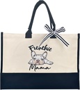 Funny Frenchies Mama Canvas Tote Bag Embroidery Canvas Tote Bags Lightweight Reusable Grocery Shopping Cloth Bagsfunny Frenchies Mama