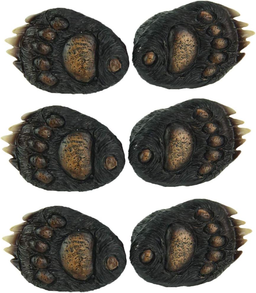 6PC Set (3 pks of 2pcs) Animal Tracks Rustic Black Bear Paw Drawer Pulls