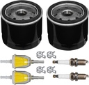 HIFROM (2 Set 12 050 01-S Oil Filter Fuel Filter Spark Plug Kit Compatible with Kohler CH18-CH25 CV18-CV25 KT715 KT725 KT730 Toro 74610 74603 74701 Lawn Mower