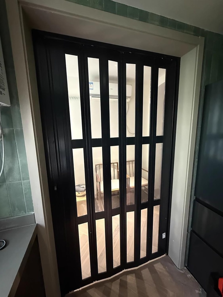 Accordion Door Indoor Accordion Panel Door with Handle, Thermal Insulated Shower Kitchen Room Divider Gate, Aluminum Alloy Track System, Includes Installation Hardware(68cmx203cm/26.8inx80in)