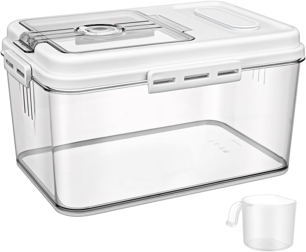 Alipis Airtight Rice Storage Container, Multi-Functional Grain Dispenser for Kitchen, Large Capacity Sealed Food Storage Container for Rice, Flour, Cereal, Pet Food, 12.59 X 8.66 X 6.69 Inch