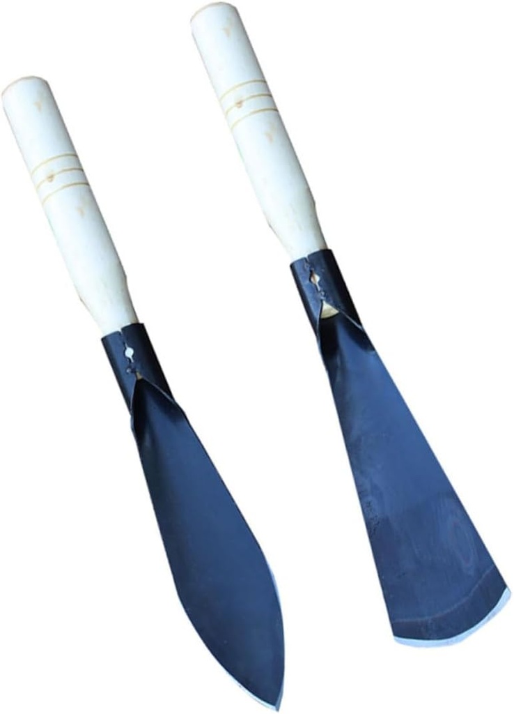 HANABASS 2pcs Plant Gardening Shovels Wooden Handle Garden Tools Spade Shovel Hand Weeding Uprooting Hoe Razor Hoe
