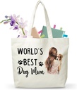 Dog Mom Canvas Tote Bag For Women, Dog Lover Grocery Bag, Puppy Reusable Shopping Bag, Dog Club Gifts, Birthday Christmas Gifts For Dog Lover Dog Mom Dog Owner, A47