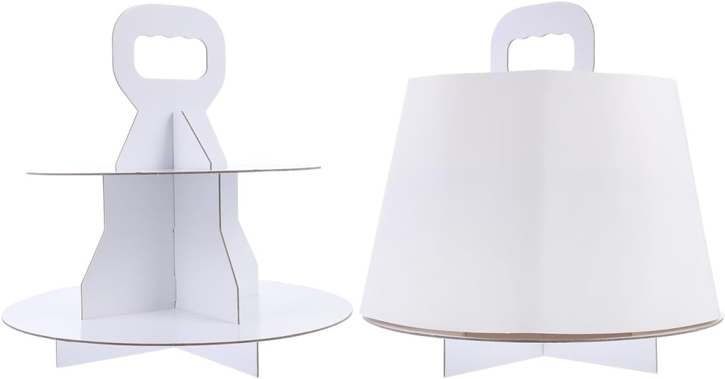 PartyKindom Layer Dessert Packing Box, 2-Tier White Cake Mousse Carrying Box with Handle for Bakery Party and Home Use - Elegant Display Stand for Sweet