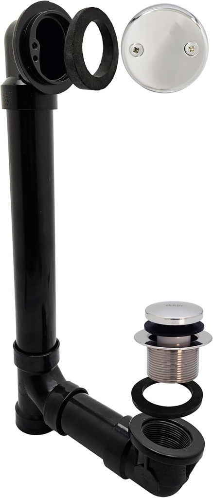 Westbrass Tip-Toe Sch. 40 ABS Bath Waste with Two-Hole Elbow, Polished Chrome, D4931-26