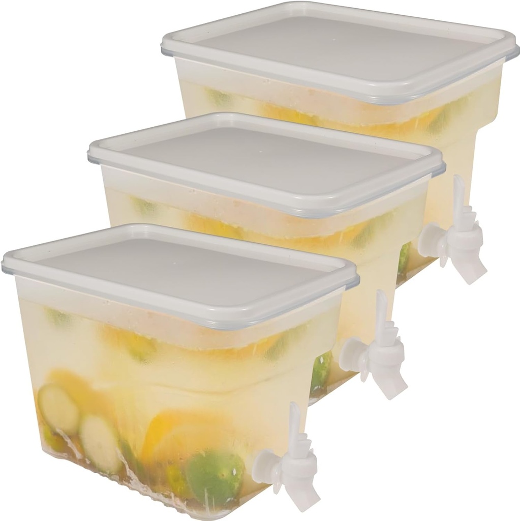 3 Pack 1.3 Gallon Fridge Drink Dispenser with Spigot, Leak-proof Plastic Beverage Drink Dispenser Refrigerator Iced Juice Lemonade Dispenser Water Dispenser for Party