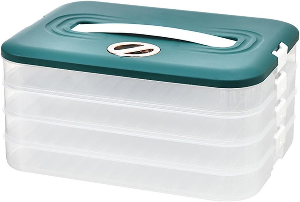 Multi-Layer Rectangular Cookie Carrier With Lid And Handle, Time Recorder Dumplings Storage Box, Food Dessert Clear Plastic Container