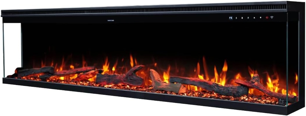 Touchstone Sideline Infinity Pro 3-Sided Smart 60" WiFi-Enabled Electric Fireplace - 80046 - Built-in - 6 Realistic Flame Colors- 13-Color Down Lighting- Crackle Sound- 1,500W Heater
