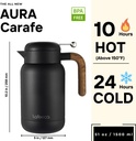 Aura Thermal Coffee Carafe - Vacuum Insulated Stainless Steel Tea Pot & Water Pitcher, Keeps Drinks Hot or Cold, BPA-Free, Beverage Dispenser Thermos - 51 oz Black