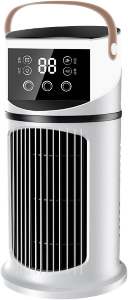 3-In-1 Evaporation Low Noise Portable AC 2.0 USB Rechargeable 8H Timer 7 Modes Light Personal Air Conditioner Cooling Fan Windowless Cooler Mini Conditioners for Camping Bedroom Offiece