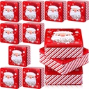 Tandefio 12 Pcs Large Christmas Tins with Lids 6.3 inch Christmas Cookie Tin for Gift Giving Santa Xmas Cookie Jar Square Metal Container Empty Holiday Treat Boxes for Baking Candy Food Storage