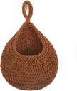 Kitchen Wall Hanging Fruit Basket, Onion Basket Hanging for Pantry, Wall Hanging Vegetable Fruit Basket for Potato, Onion Garlic, Handmade Jute Rope Hanging Basket for Kitchen Storage (Caramel)