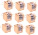 Sosoport 10Pcs Transparent Window Cupcake Boxes Bakery Packing Box for Muffins Cookies and Weddings Birthdays and Rustic Parties