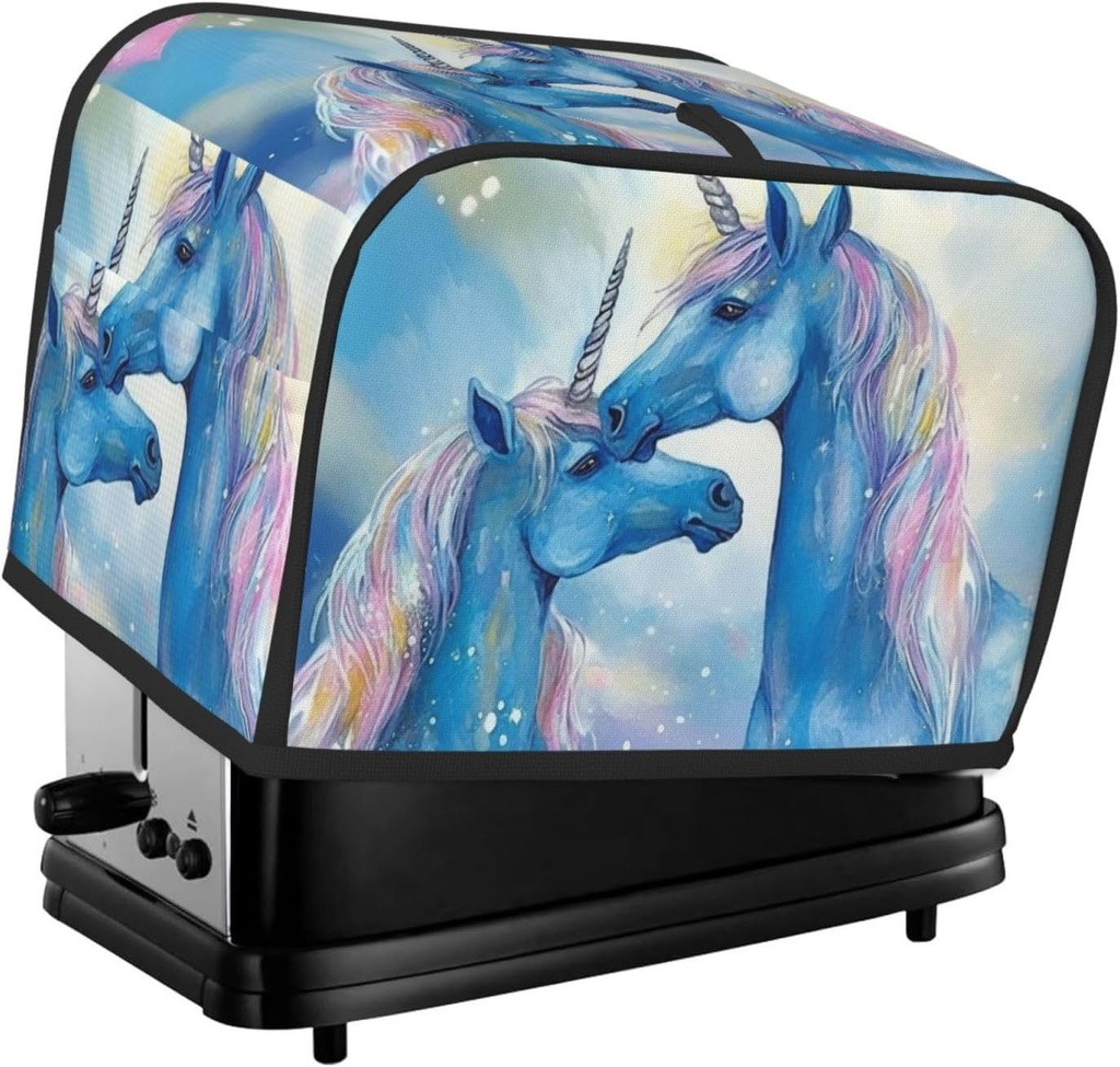 Blue Animal Love Toaster Cover 2 Slice, Waterproof Bread Machine Covers with Pockets Universal Size Kitchen Small Appliance Cover with Handle, Dust and Fingerprint Protection