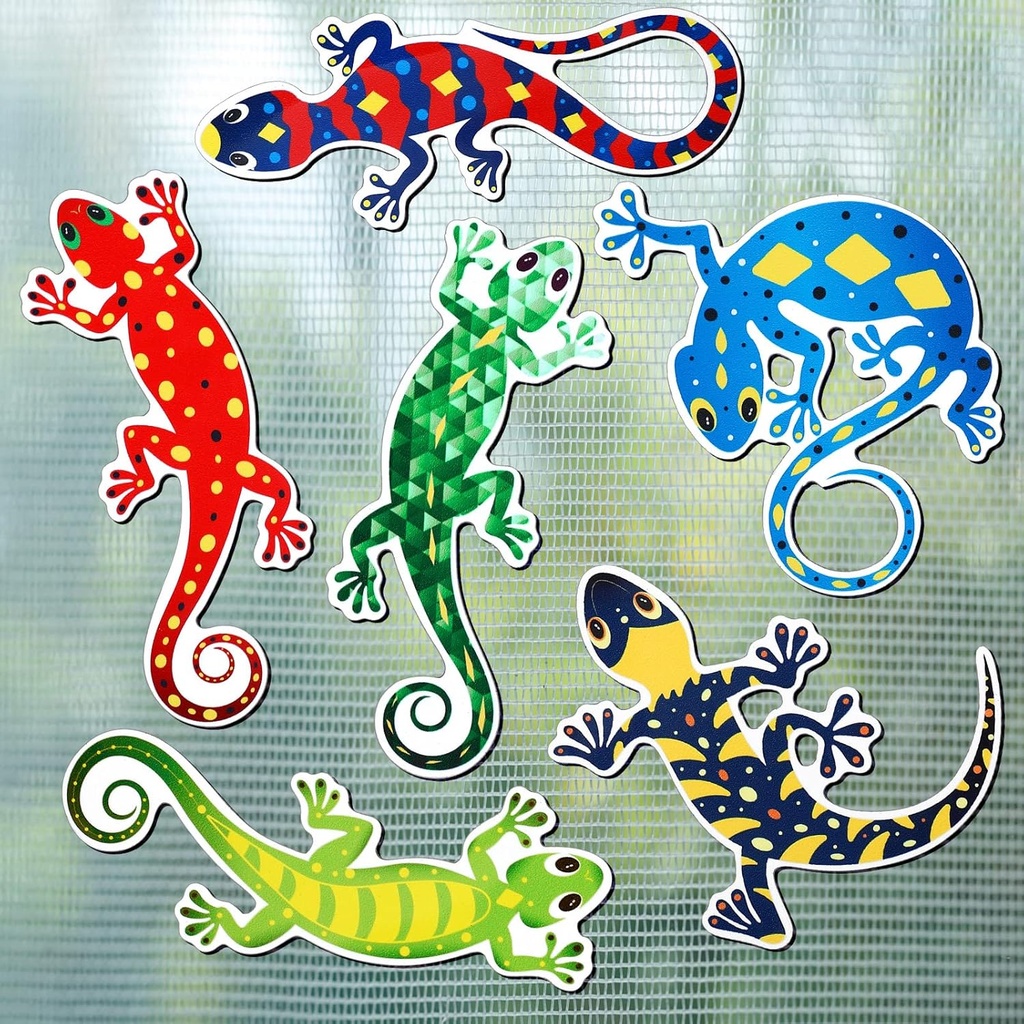Konohan 12 Pcs Gecko Screen Magnets Double Sided Lanai Screen Door Magnets Flexible Decorative Magnetic Decor for Sliding Door Window Protector Patio, 5.5 x 4.7 Inch, 6.7 x 3.2 Inch