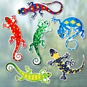 Konohan 12 Pcs Gecko Screen Magnets Double Sided Lanai Screen Door Magnets Flexible Decorative Magnetic Decor for Sliding Door Window Protector Patio, 5.5 x 4.7 Inch, 6.7 x 3.2 Inch