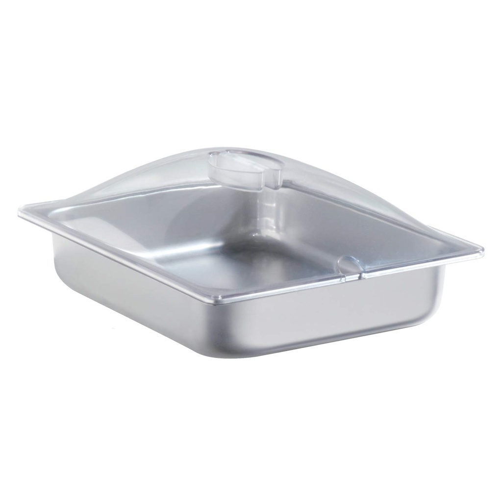 Cadco SPL-2P 2.5" Deep Third-Size Stainless Steel Steam Pan w/Clear Polycarbonate Dome Lid for Buffet Steam Table Chafer, 4.3-Quart Capacity