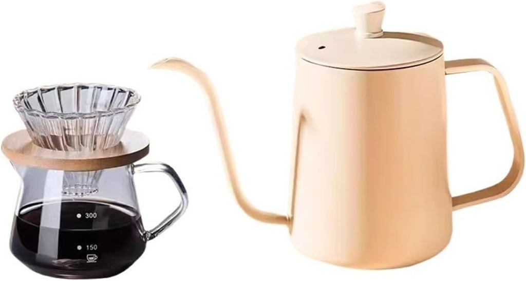 Stainless Steel Coffee Kettle 350ml/600ml, Hand Brewing Pot with Slim Swan Neck Spout for Pour Over Coffee, Tea, and Espresso, Boiling Pot with Angled Lid for Precise Water Flow Control(600ml)