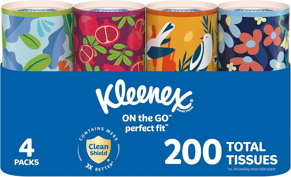 Kleenex Perfect Fit Facial Tissues, 4 Cannisters, 50 Tissues per Can, 2-Ply (200 Total), Packaging May Vary