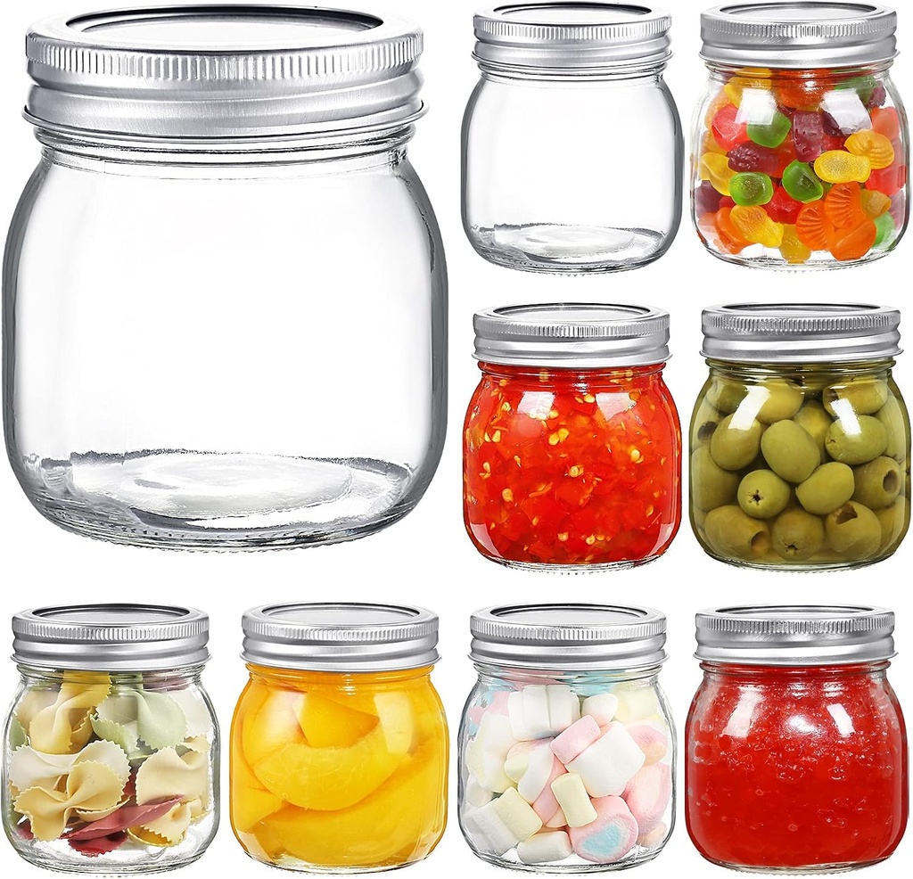 YEBODA 9 Pack Wide Mouth Mason Jars 10 oz Glass Canning Jars with Airtight Lids and Bands for Preserving, Jam, Honey, Jelly, Wedding Favors, Shower Favors, Sauces, DIY Spice Jars