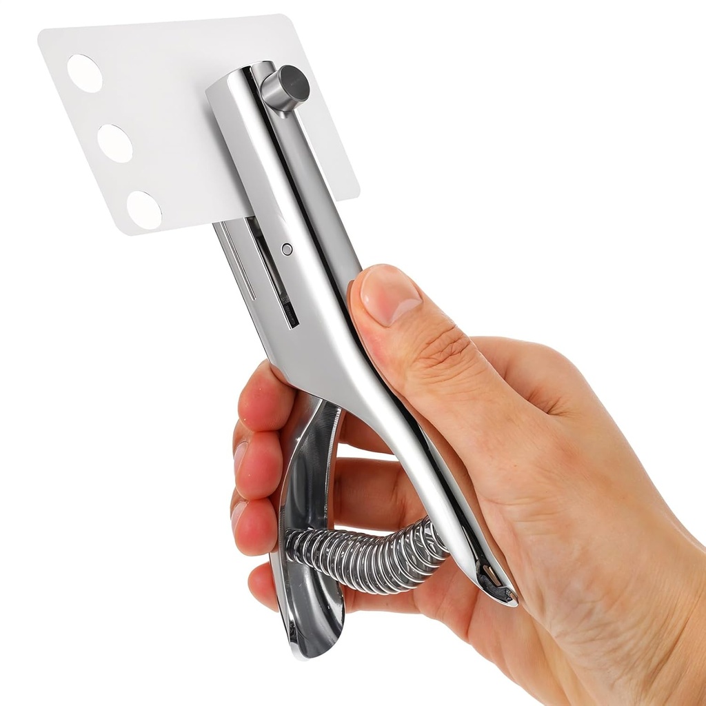 Hole Punch 2" Reach 3/8 inch Single Hole Punch,Heavy Duty Holes Puncher Single,Paper Punches Portable Hand Held Long Holes Puncher for Paper Cards Plastic Cardboard (Silver) (3/8"-10mm Hole)