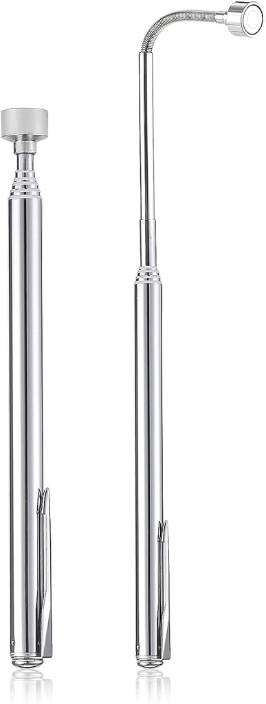 2 Pieces 5 LBS Flexible Magnetic Pickup Tool Set, 23.6" Spring Bendable Extension Pick Up, with Pen Clip Design, Magnet Stick Kit for Men, Birthday, Father's Day, Christmas Gift