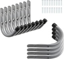 HOME MASTER HARDWARE 12 Pack 4-Inch Heavy Duty Garage Storage Wall Hooks, Steel J Utility Hooks for Hanging Ladders, Tools, Bikes, Grey