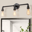 Bathroom Vanity Light Fixture, 3 Lights Farmhouse Industrial Black Water Pipe Wall Light Fixture