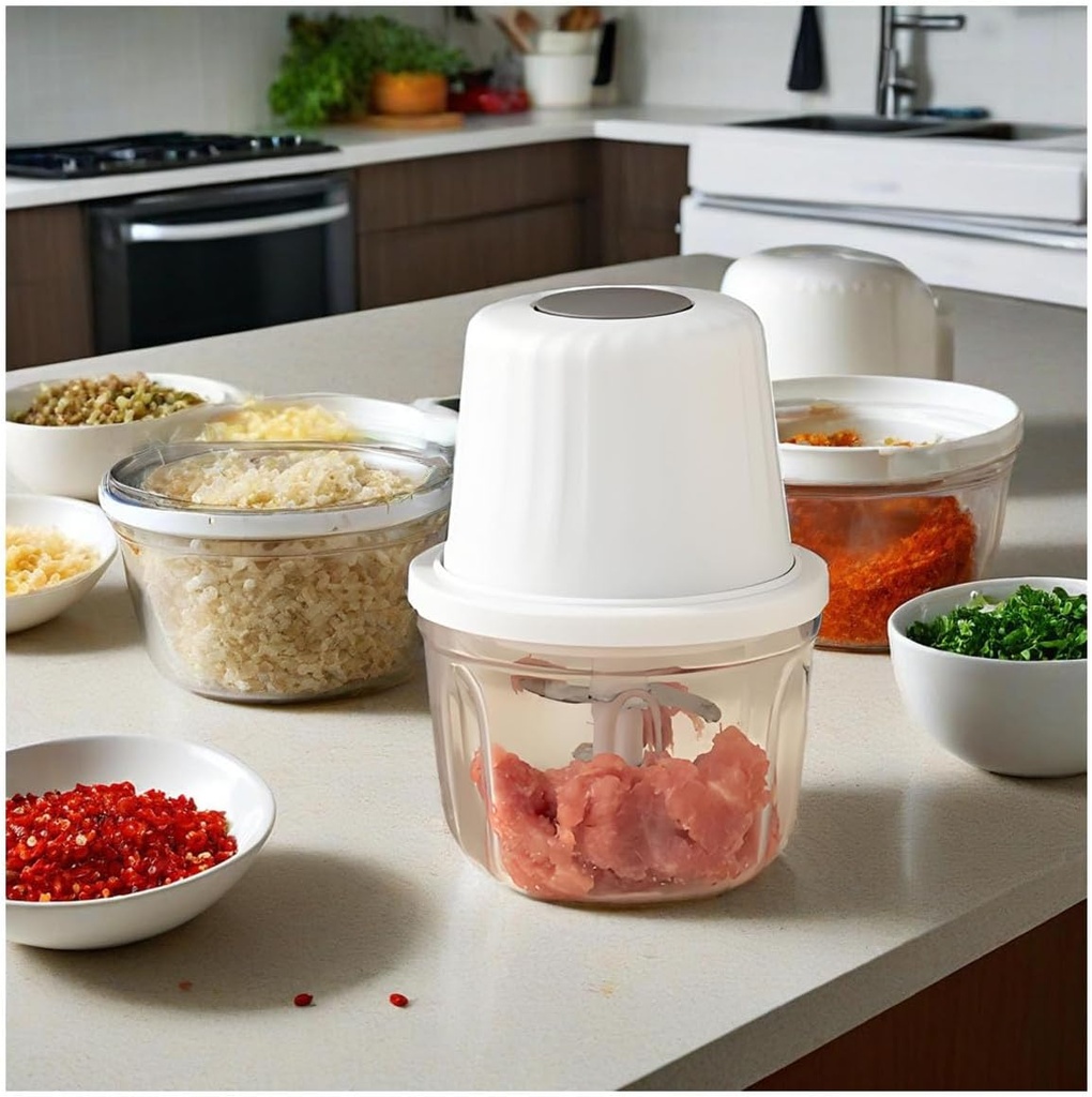 Cordless Food Processor, Electric Garlic Chopper, 400ML Rechargeable Vegetable Chopper, Meat Grinder, for Home Kitchen, Camping (White)