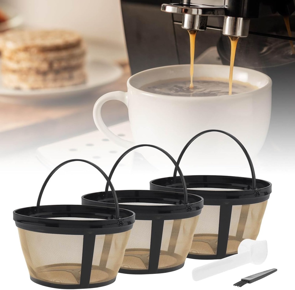 Coffee Filter Baskets 3PC, Reusable Coffee Filters Baskets 8-12 Cups Replacement Coffee Filters for Mr. Coffee and Black & Decker Coffee Makers and Brewers, Fit Most 8-12 Cups Basket Coffee Machine