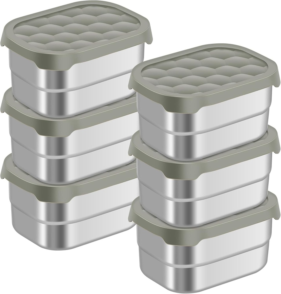 6pcs 8oz (1cup) Stainless Steel Snack Containers With Lids Snack Containers For Lunch Box Easy Open Food Containers With Silicone Lids Lunch Box For School