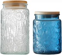 ANSQU Vintage Glass Jar, Candy Jar with Lid, 34oz/23.7oz Vintage Colored Mason Jar for Kitchen Decorative Jar for Coffee Tea Candy Cookies, Cute Jar