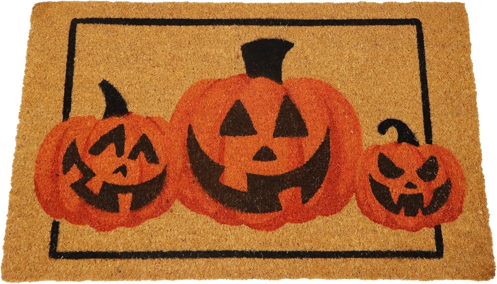 JOYIN Halloween Decoration Pumpkin Patterned Doormat, 30”x 17” Non Slip Natural Coir Front Door Mat Doorway Rugs, Trick or Treat Outside Indoor Decor