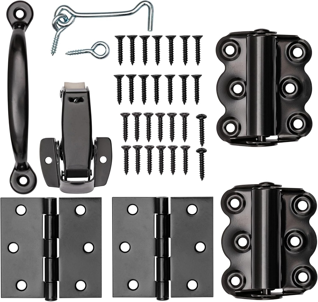 Ideal Security Screen Door Kit, Replacement Hardware kit for Vinyl or Wood Screen Doors, Black