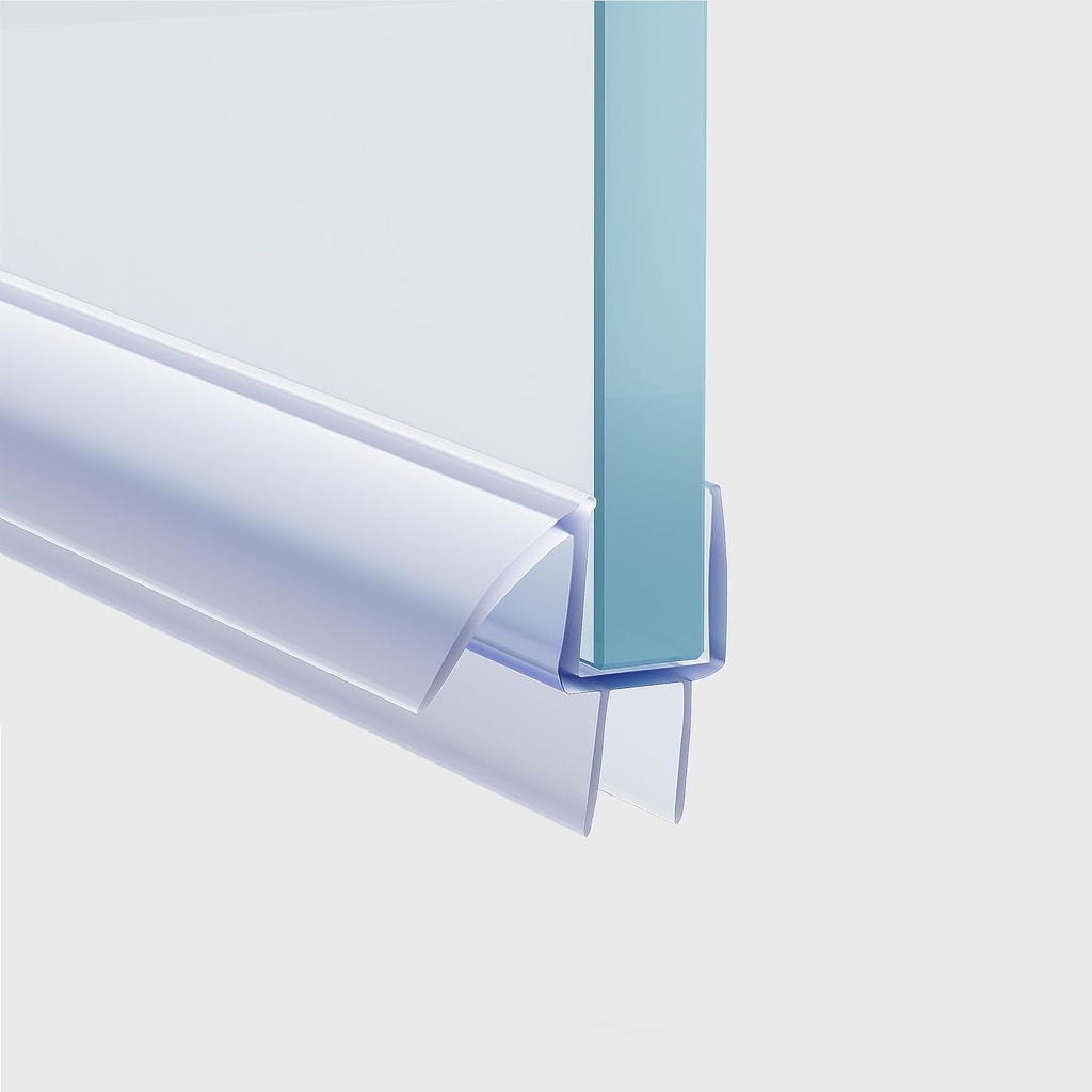 Shower Door Bottom Seal for Frameless Doors, 3/8" x 39", Shower Door Sweep, Clear Vinyl, Leak-Proof, 10MM, 1PC, Transparent