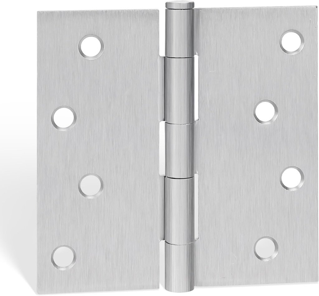goldenwarm 3 Pack Nickel Door Hinges 4inch x 4 inch Door Hinges Brushed Nickel Door Hardware Satin Nickel Iron Door Hinges with Square Corners