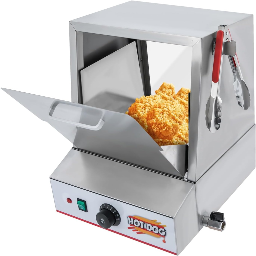 Hot Dog Steamer,5.28Gal Stainless Steel Hot Dog Warmer Classic Hut Steamer,Hotdog Machine with Bun Warmer with Acrylic Clear Window&Food Tong Precise Temp Control for Restaurant Vendor