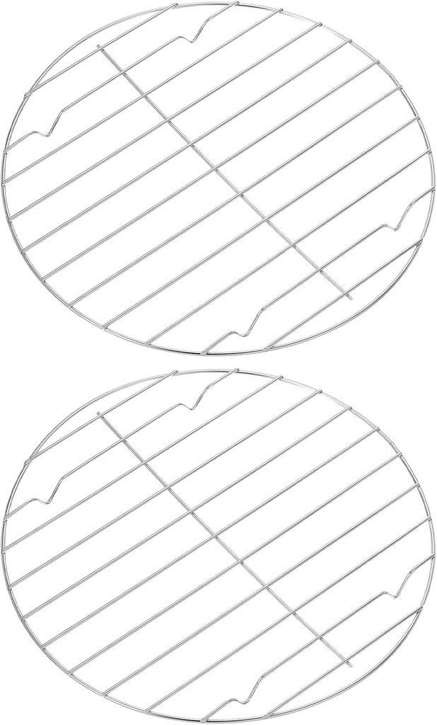uxcell 2Pcs 11" Round Cooling Rack, Roasting Baking Steaming Cooling Rack, Stainless Steel Cooking Grid Grill for Oven, Air Fryer, Silver