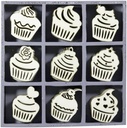 cArt-Us 10.5 x 10.5 cm Wooden Box with Cupcakes Ornaments, Natural
